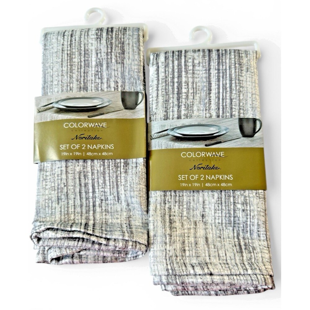 Noritake Colorwave Fabric Napkins Weave Grey 19x19 Inch Set of 4 Machine Wash
